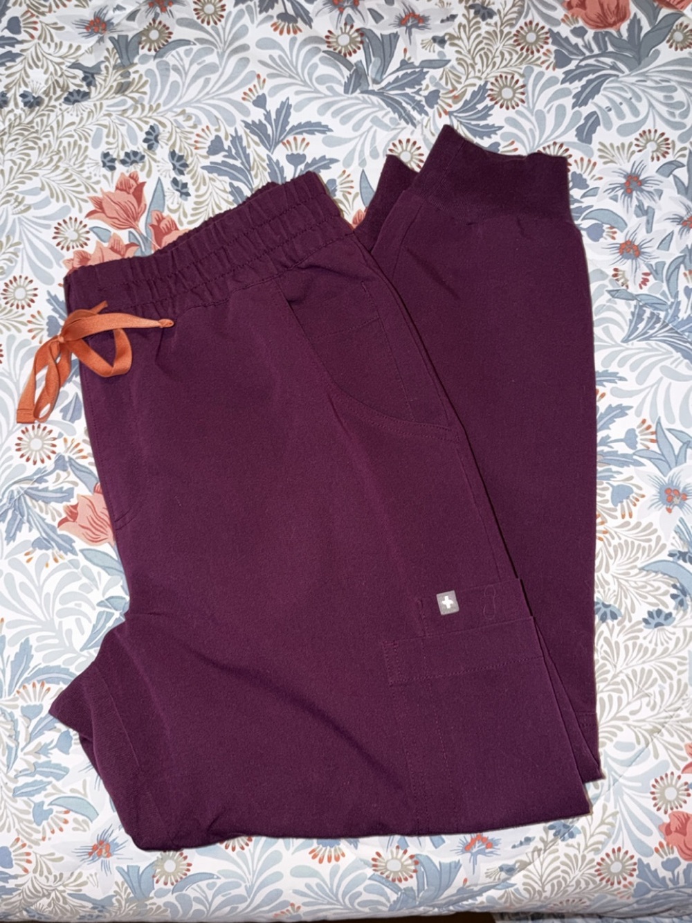 Figs Plum Jogger Pants with Rust Drawstring